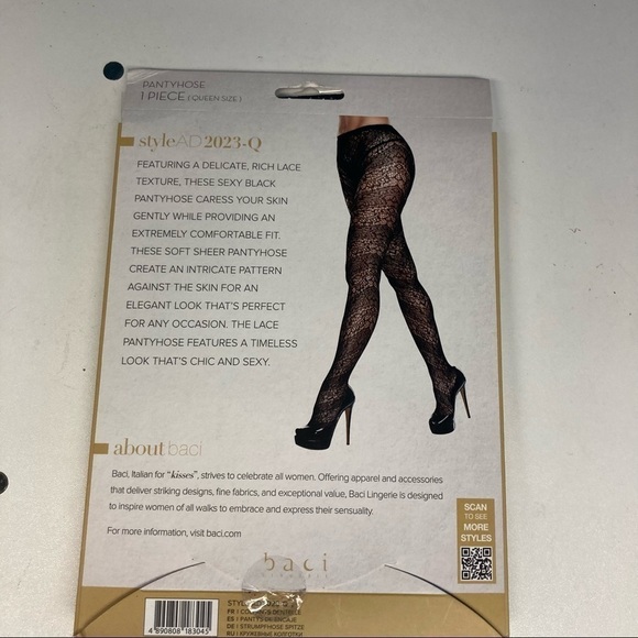 BACI Sz Queen After Dark  Lacy Panty Hose - Picture 3 of 6